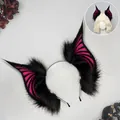 Diadema con orejas de murciélago de pelo negro y rosa para cosplay y disfraz de Halloween - Murciélago Mareado / Rosa