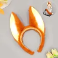 Diadema con orejas de zorro de piel sintética naranja y blanca con cola a juego - Diadema de Orejas de Zorro (Diane) / Naranja