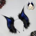 Diadema de orejas de murciélago vampiro gótico para cosplay de Halloween y fiestas - Murciélago Mareado / Azul