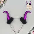 Shiny purple metallic devil horn headband with black fur trim for Halloween cosplay - Meiyu Demon Horns (Meiyu Demon Horns) / Purple