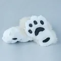 Handmade white plush furry animal paw feet slippers for cosplay fursuit costumes - Animal Paw Socks / Off White