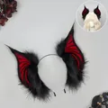 Diadema con orejas de murciélago de piel sintética negra y roja para cosplay de Halloween dark - Murciélago Mareado / Rojo