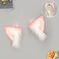 Dulces orejas de gato de piel sintética rosa y blanca para accesorios de cosplay de animales - Solo Cubreorejas (Sin Diadema) / Rosa
