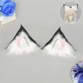 Fundas de peluche de orejas de gato en blanco y negro para diadema eléctrica pro - Cubreorejas Negro Rosa (Sin Motor)