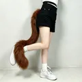 Realistic long-haired brown cat tail cosplay accessory with bendable internal skeleton - Coffee