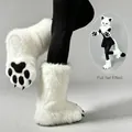 Bottes de pattes de chat en peluche blanche faites à la main pour le cosplay de fursuit - Blanc Earl B