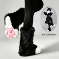 Bottes de pattes de chat en fourrure noire et blanche pour cosplay et anime - Noir et Blanc Earl