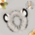 Grey and black furry lion ears headband with matching tail for animal cosplay costume - Steppe Lion Headband Only (White-Black)