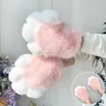 Guantes de pata de conejo de peluche rosa y blanco para cosplay y disfraces furry. - Pata de Conejo Lirio (Rosa) / Rosa Blanco