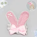 Handmade pink polka dot bunny ear headband with lace and bow for Lolita fashion cosplay - Polka Dot Rabbit Mini Hat - Pink