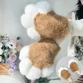Guantes de pata de conejo de peluche bicolor marrón y blanco para cosplay animal - Pata de Conejo Lirio (Camello Claro) / Camello Claro