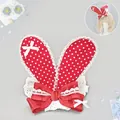 Cute red polka dot Lolita bunny ear headpiece with white lace trim and decorative bows - Polka Dot Rabbit Mini Hat - Red
