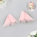 Plush pink cat ear covers for anime cosplay and costume party headband accessories - Ear Covers Only (Without Headband) / Pink