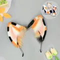 Ensemble d'oreilles et queue de chat calicot en fausse fourrure pour cosplay furry. - Serre-tête Oreilles de Chat / Orange Gelée