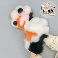 Ensemble d'oreilles de queue et de pattes de chat calico pour cosplay au design tricolore - Gants de Pattes d'Animaux / Orange Gelée