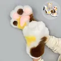 Set cosplay furry chat calicot avec pattes, oreilles et queue en peluche très douce - Gants de Pattes d'Animaux / Jaune gelée