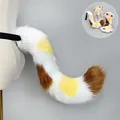 Handgefertigtes Calico-Katzen-Cosplay-Set mit Ohren, Schwanz und Pfoten für Furry-Kostüme. - Katzen-Schwanz / Kaliko-Gelb