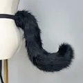 Verstellbarer schwarzer Kunstpelz-Katzenschwanz für Furry-Cosplay und Anime-Kostüme - Katzen-Schwanz / Schwarz
