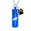 Blue dog cremation urn necklace made of aluminum alloy for pet memorial jewelry gift - Blue Cylinder