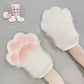 Pattes de fursuit en fourrure blanche et rose pour cosplay de chien mignon et doux - Griffes Seules / Rose