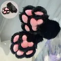 Guantes de patas fursuit negros y rosas de peluche para cosplay y convenciones - Negro Rosa