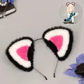 Plush tiger ears headband with matching striped tail set for cosplay and festival parties - Tiger Ears Headband / 11cm*10cm / Black and White