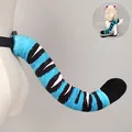 Long blue and black striped plush tiger tail accessory for cosplay and festival costumes - Tiger Tail / 45cm / Sky Blue