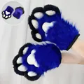 Μαλακά μπλε και μαύρα γάντια με πατούσες fursuit για cosplay και εκθέσεις κόμικς - Βασιλικό Μπλε Μαύρο