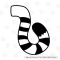 Fursuit curly cat tail accessory with black and white stripes for cosplay - Curled Cat Tail / White and Black Stripes