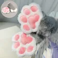 Grau-weiße Fursuit-Katzenpfotenhandschuhe mit rosa Polstern für Cosplay-Auftritte - Grau Und Weiß Stil / Einheitsgröße