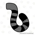 Curled fursuit cat tail accessory with gray and black stripes for cosplay performances - Curled Cat Tail / Grey Black Striped