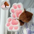 Süße braun-weiße pelzige Fursuit-Pfoten mit rosa Ballen und Krallen - Kamel-Weiß Stil / Einheitsgröße