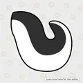Curled black and white fursuit tail accessory for furry cosplay costumes and events - Curled Canine Tail / Black and White