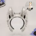 Grey and white furry wolf ears headband for Halloween werewolf cosplay costumes. - Headband (Kuángláng Mèiyǐng) / One Size / White