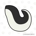 Curled black and cream plush fursuit dog tail accessory for cosplay and furry events - Curled Canine Tail / Black Beige
