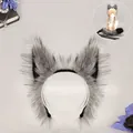 Realistic grey and black faux fur wolf ear headband for werewolf cosplay and Halloween - Headband (Kuángláng Mèiyǐng) / One Size / Medium Grey