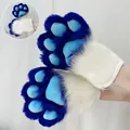 Handgefertigte blau-weiße Fursuit-Tierpfoten für Katzen-Cosplay und Furry-Auftritte - Weiß-Marineblau Stil (Q) / Einheitsgröße