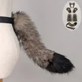 Werewolf cosplay set with furry wolf ears headband, paw gloves, and long tail - Tail (Kuángláng Mèiyǐng) / One Size / Dark Khaki