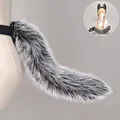 Faux fur wolf tail cosplay accessory in black and white gradient for Halloween - Tail (Kuángláng Mèiyǐng) / One Size / Black and White Mixed