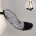 Faux fur wolf tail and ears cosplay costume set for Halloween in grey and black finish - Tail (Kuángláng Mèiyǐng) / One Size / Medium Grey