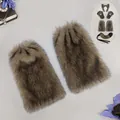 Faux fur wolf paws gloves accessories for werewolf cosplay costume performance set - Leg Warmers (Kuángláng Mèiyǐng) / One Size / Dark Khaki
