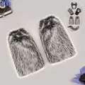 Soft faux fur werewolf cosplay costume set with grey arm warmers, wolf ears and tail - Leg Warmers (Kuángláng Mèiyǐng) / One Size / Black and White Mixed