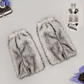 Premium grey and white faux fur werewolf costume leg warmers for Halloween cosplay set - Leg Warmers (Kuángláng Mèiyǐng) / One Size / White