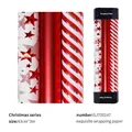 Set van 3 rollen kerstcadeaupapier in rood en wit met sterren en strepen patronen - Gemengde Serie Set / 0.43x3m x 3 Rollen/Pak