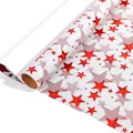 Cadeaupapier op rol met rood sterpatroon voor Kerstmis en verjaardagen, groot formaat - Rode Sterren / 0.43x3M/Rol