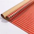 Premium red and gold metallic striped kraft gift wrapping paper roll for Christmas gifts - Christmas Series - Horizontal Line / 0.43x3m