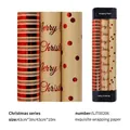 Christmas kraft wrapping paper rolls with red foil Merry Christmas patterns - Set 2 (3 Rolls) / 0.43x3m