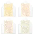 Elegant French laser-cut floral wedding invitations with white envelopes in pastel colors - Multicolor