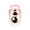 Urne funéraire or rose pour animaux ou humains avec gravure de lapin. - Or rose