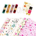 Romantic Valentine's Day gift wrapping paper set with ribbons and heart stickers - Gift Wrapping Set (6 Sheets, 4 Ribbons, 1 Double-Sided Tape, 1 Sticker) / 50x70cm